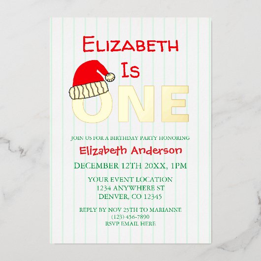 Eerste Kerstdag Folie Uitnodiging (Voorkant)