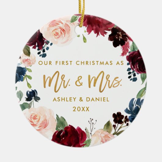 Eerste kerstdag | Foto terug Keramisch Ornament (Voorkant)