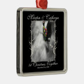 Eerste Kerstdag Gehuwd met zwart en wit Metalen Ornament (Rechts)