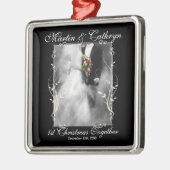 Eerste Kerstdag Gehuwd met zwart en wit Metalen Ornament (Links)