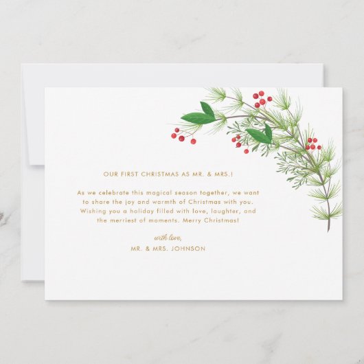 Eerste Kerstdag Getrouwde Kaart Notitiekaartje (Achterkant)