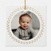 Eerste Kerstdag Grootouder Gold Foto Keramisch Ornament (Achterkant)