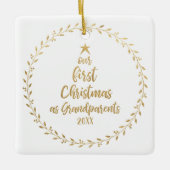 Eerste Kerstdag Grootouder Gold Foto Keramisch Ornament (Voorkant)