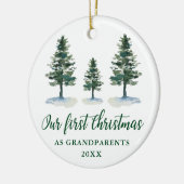 Eerste Kerstdag Grootouders Calligrafie Pines Keramisch Ornament (Links)