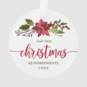 Eerste Kerstdag Grootouders Foto Waterverf Floral Ornament (voorkant)