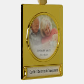 Eerste kerstdag Grootouders Fotonaam jaar Verguld Banner Ornament (Rechts)