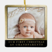 Eerste Kerstdag Grootouders Gold Black Foto Keramisch Ornament (Voorkant)