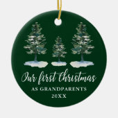 Eerste kerstdag Grootouders Green Pines Keramisch Ornament (Voorkant)