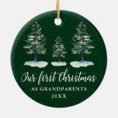 Eerste kerstdag Grootouders Green Pines Keramisch Ornament (Achterkant)