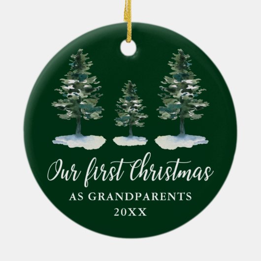 Eerste kerstdag Grootouders Green Pines Keramisch Ornament (Achterkant)