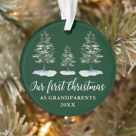 Eerste kerstdag Grootouders Green Pines Ornament (Boom)