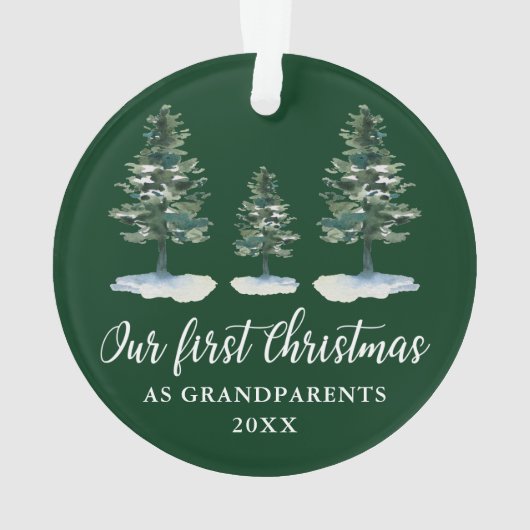 Eerste kerstdag Grootouders Green Pines Ornament (achterkant)