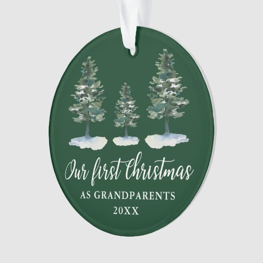 Eerste kerstdag Grootouders Green Pines Ornament (voorkant)