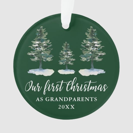 Eerste kerstdag Grootouders Green Pines Ornament (voorkant)