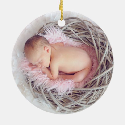 Eerste kerstdag Grootouders Greenery Gold Foto Keramisch Ornament (Achterkant)