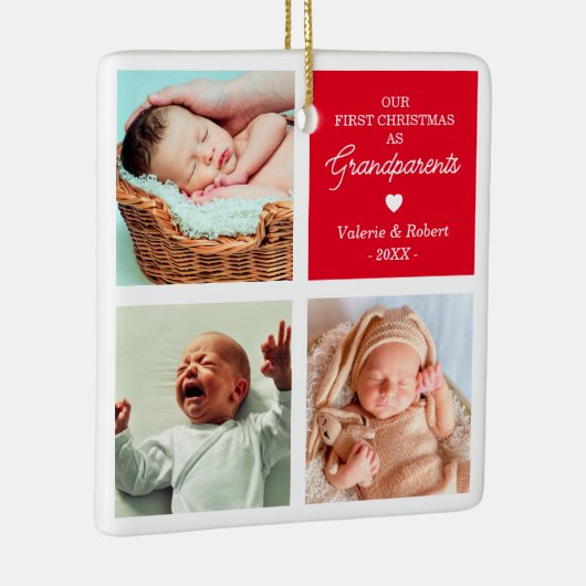 Eerste kerstdag Grootouders met kerstfeest Keramisch Ornament (Rechts)