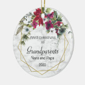 Eerste Kerstdag Grootouders Poinsettia Pine Foto Keramisch Ornament (Links)