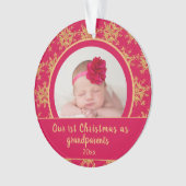 Eerste Kerstdag Grootouders Roze Gold Foto Ornament (voorkant)