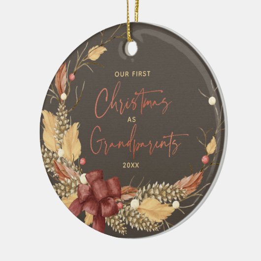 Eerste Kerstdag Grootouders Rustic Copper Foto Keramisch Ornament (Links)