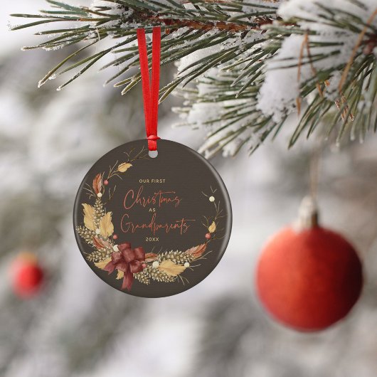 Eerste Kerstdag Grootouders Rustic Copper Foto Keramisch Ornament