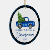 Eerste Kerstdag Grootouders Truck Blue Pset Keramisch Ornament (Rechts)