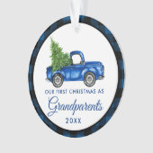 Eerste Kerstdag Grootouders Truck Blue Pset Ornament (voorkant)