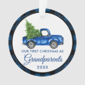 Eerste Kerstdag Grootouders Truck Blue Pset Ornament (voorkant)