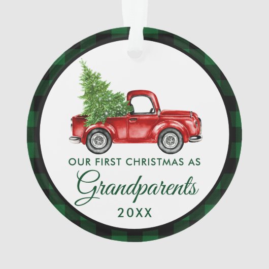 Eerste kerstdag Grootouders Truck Green Plays Ornament (achterkant)