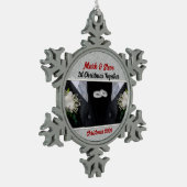 Eerste kerstdag huwelijk tin sneeuwvlok ornament (Links)