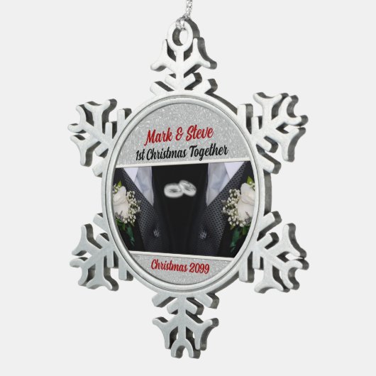 Eerste kerstdag huwelijk tin sneeuwvlok ornament (Rechts)