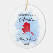 Eerste kerstdag in het Alaska State Ornament (Links)