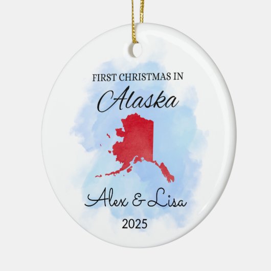 Eerste kerstdag in het Alaska State Ornament (Links)