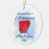 Eerste kerstdag in het Arkansas State Ornament (Links)