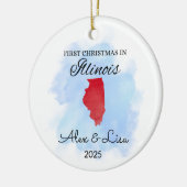 Eerste kerstdag in het Illinois State Ornament (Links)