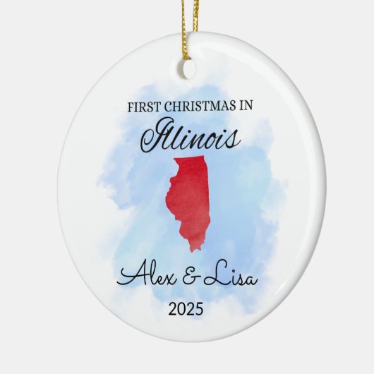 Eerste kerstdag in het Illinois State Ornament (Links)