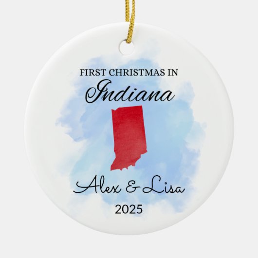 Eerste kerstdag in het Indiana State Ornament (Voorkant)