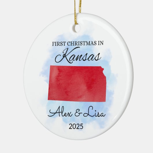 Eerste kerstdag in het Kansas State Ornament (Links)