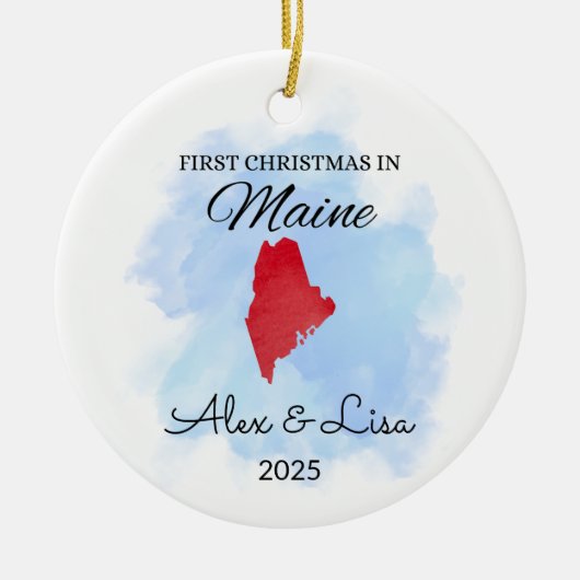 Eerste kerstdag in het Maine State Ornament (Voorkant)