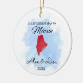 Eerste kerstdag in het Maine State Ornament (Links)