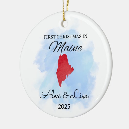 Eerste kerstdag in het Maine State Ornament (Links)