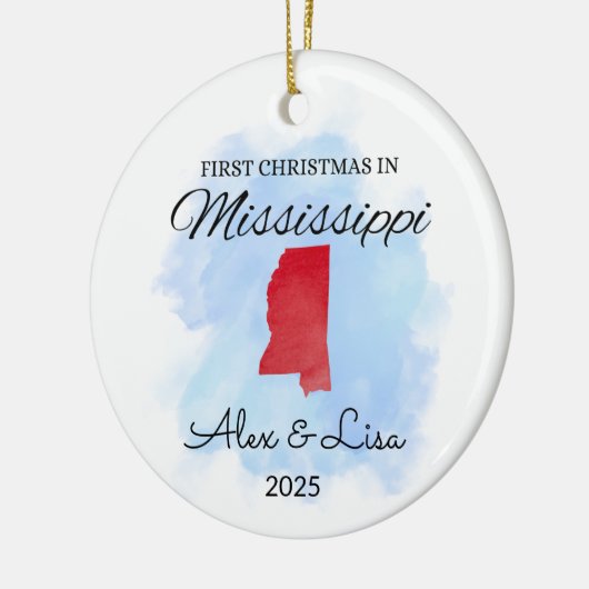 Eerste kerstdag in het Mississippi State Ornament (Links)