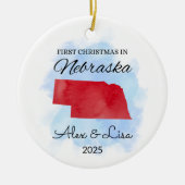 Eerste kerstdag in het Nebraska State Ornament (Voorkant)