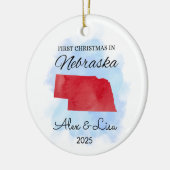 Eerste kerstdag in het Nebraska State Ornament (Links)
