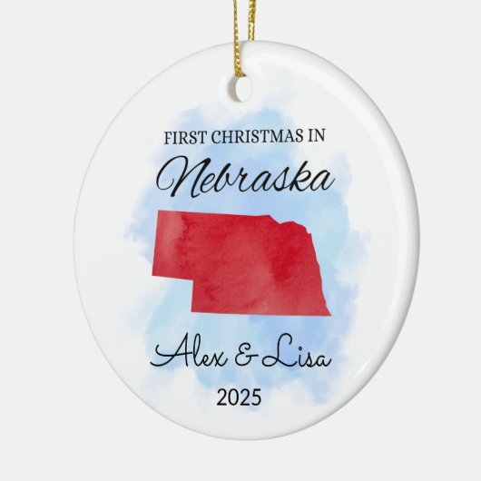 Eerste kerstdag in het Nebraska State Ornament (Links)