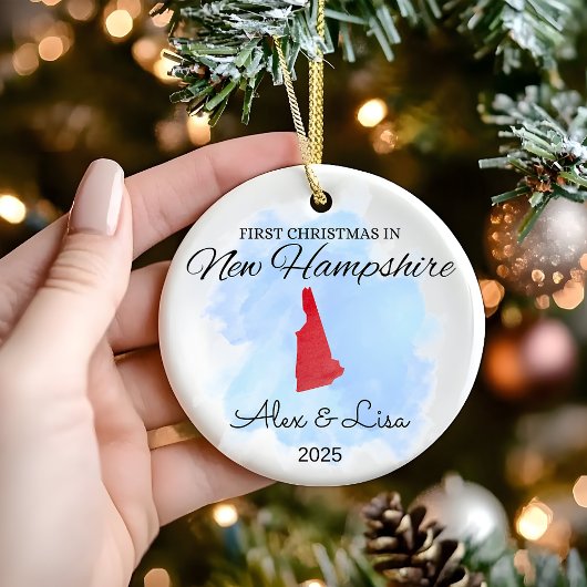 Eerste kerstdag in het New Hampshire State Ornamen Keramisch Ornament