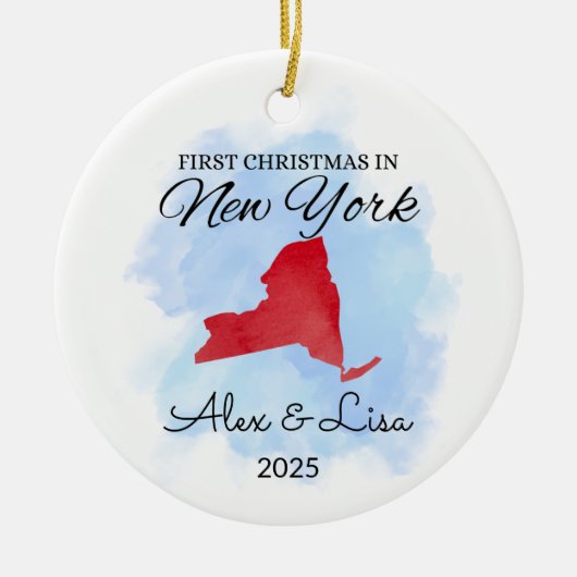 Eerste kerstdag in het New York State Ornament (Voorkant)
