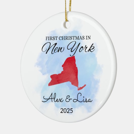 Eerste kerstdag in het New York State Ornament (Links)