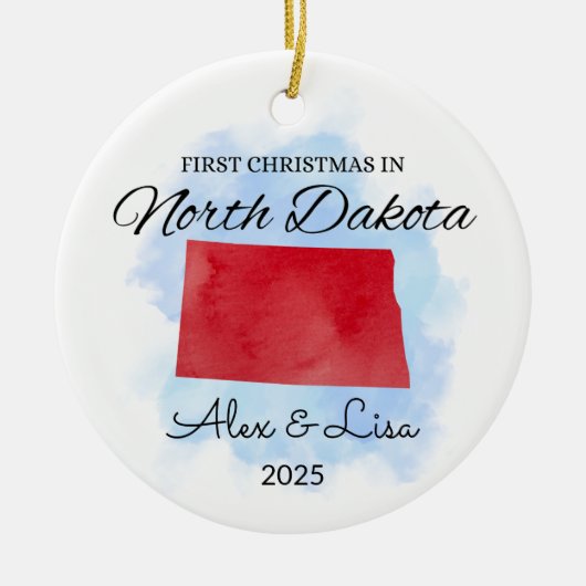 Eerste kerstdag in het North Dakota State Ornament (Voorkant)