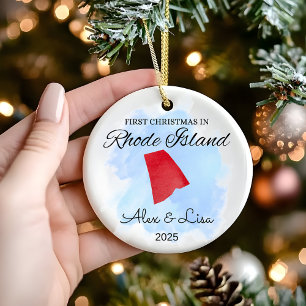 Eerste kerstdag in het Rhode Island State Ornament
