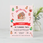 Eerste kerstdag in het roze ontbijt kaart (Staand voorkant)